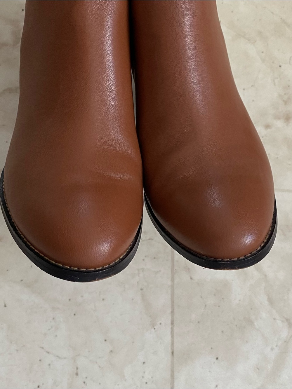 $178 J.Crew Factory Rory Brown Tan Leather Block Heels Ankle Boots Booties 7.5 - Picture 9 of 14